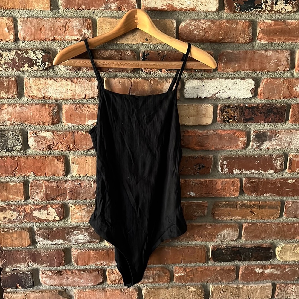 Wild Fable Black Ribbed Bodysuit Size Medium - Picture 1 of 5